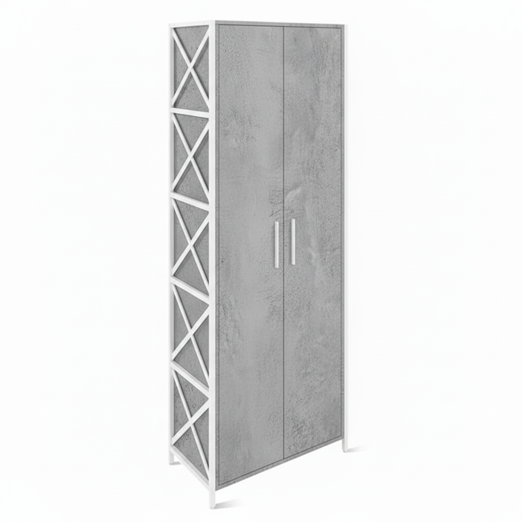ЛОФТ-12 Шкаф для одежды (700х370х1900 мм) Бетон / Белый