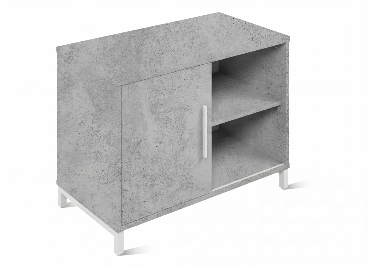 ЛОФТ-7 Тумба под аппаратуру (800х430х600 мм) Бетон / Белый