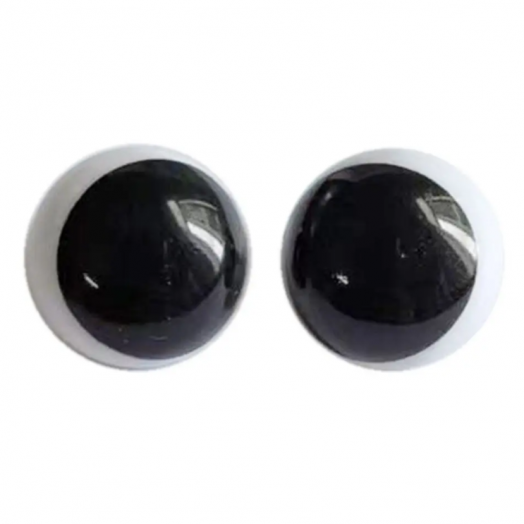 Глазки для игрушек с фиксатором СО СМЕЩЕННЫМ ЗРАЧКОМ (белый ободок), пластик, 1 пара в уп. Разные размеры (JDS- SIREN)