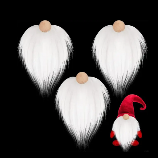 Комплект борода и нос для гнома/ деда Мороза белый/ дерево (G92. белый)