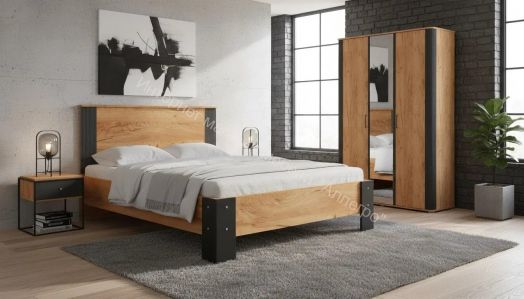 Кровать (1200*2000) Ольга 2 Дуб золотистый/Антрацит