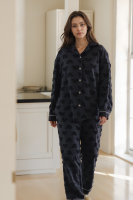 Теплая трикотажная пижама с брюками Мишки [графит]