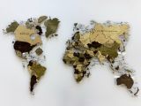 Цвет "Тоскана", 150х93 см, Многоуровневая карта мира из дерева