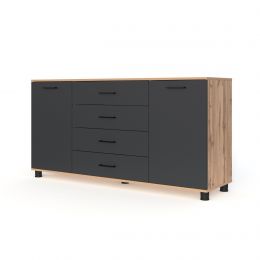 Ривьера Комод 2 створки 4 ящика (ш1622*г452*в827мм)  Дуб Вотан/Графит