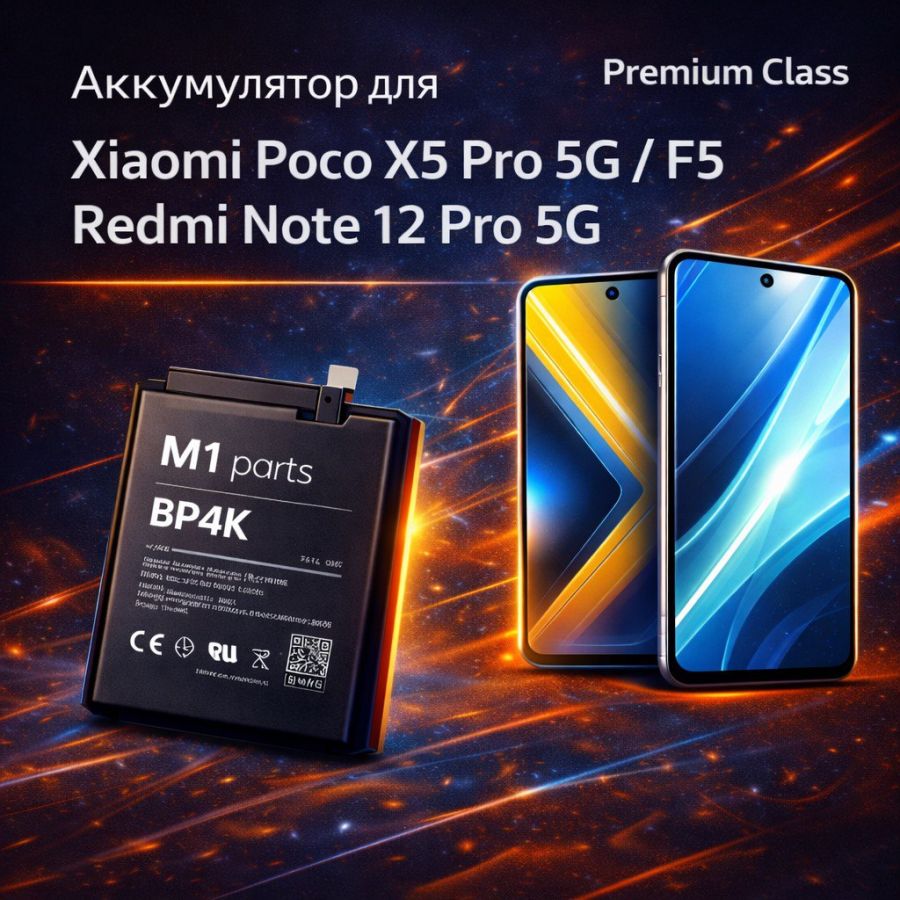 Аккумулятор для Xiaomi Poco X5 Pro 5G/F5/Redmi Note 12 Pro 5G (BP4K) premium class
