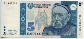 Таджикистан 5 сомони 1999