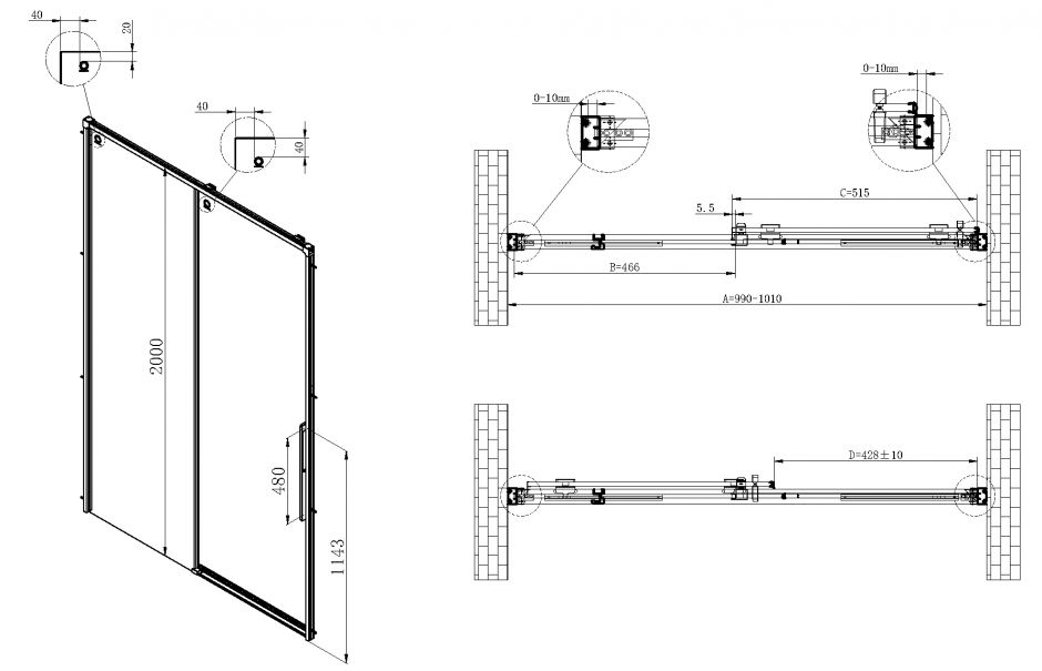 Душевая дверь Vincea Ultima VDS-7UL100CL 100х200 см с доводчиками ФОТО