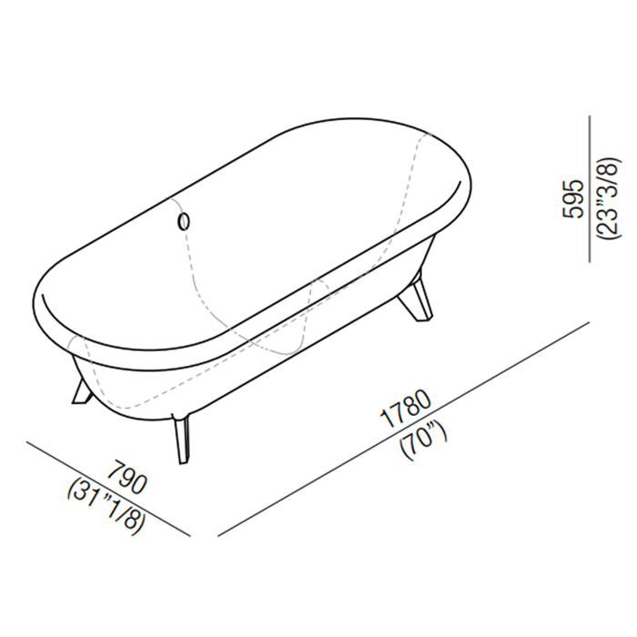 Овальная отдельностоящая ванна Agape Ottocento AVAS0969ZGSP 178x79 см ФОТО