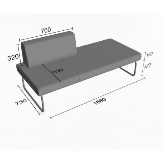 Диванная секция Слендер В тройная , без подлокотников