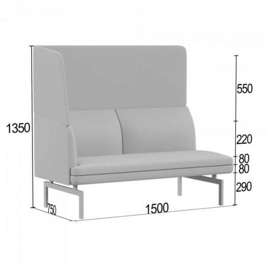 Диванная секция Асмунг В двойная с одним подлокотником