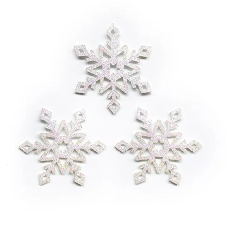 Декор из фетра (вырубка)  СНЕЖИНКА с АВ эффектом 40 мм 3 штуки в уп. (МТ-25310)