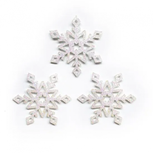 Декор из фетра (вырубка)  СНЕЖИНКА с АВ эффектом 40 мм 3 штуки в уп. (МТ-25310)