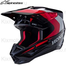 Шлем Alpinestars SM5 Honda, черно-красный