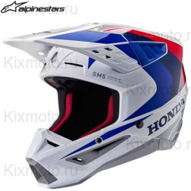 Мотошлем Alpinestars SM5 Honda, бело-красно-синий