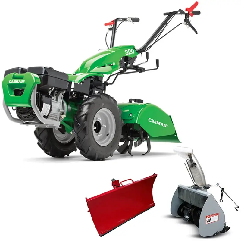 Caiman 320 мотоблок с ВОМ + R0036 отвал для мотоблока, 100 см + 921-90787 снег-к навесной, 70 см + 921-90748 фреза культиваторная, 66 см 01-010201-0033