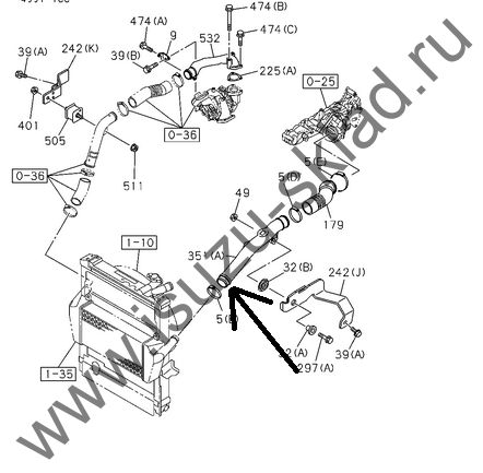 Патрубок интеркулера (4hk1) npr75/nqr90 (Isuzu)