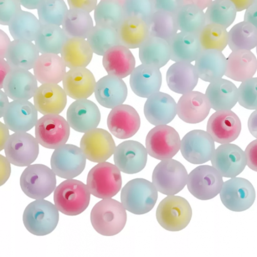 Бусина акриловая Круглая  Гладкая Матовая ДВОЙНАЯ МИКС Разные размеры. (МТ-1014040)