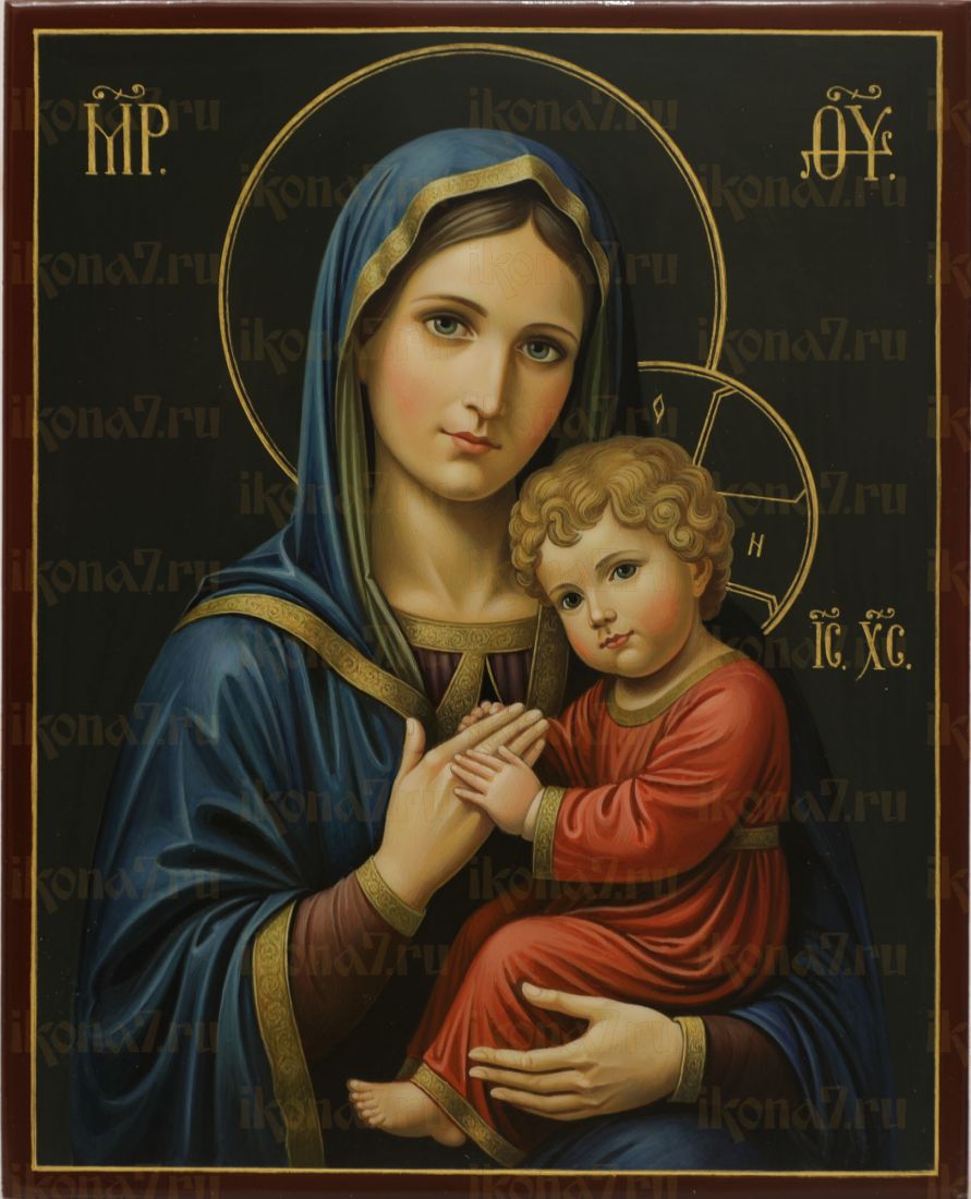 Рукописная икона Богородичный образ 17*21см (Палех)