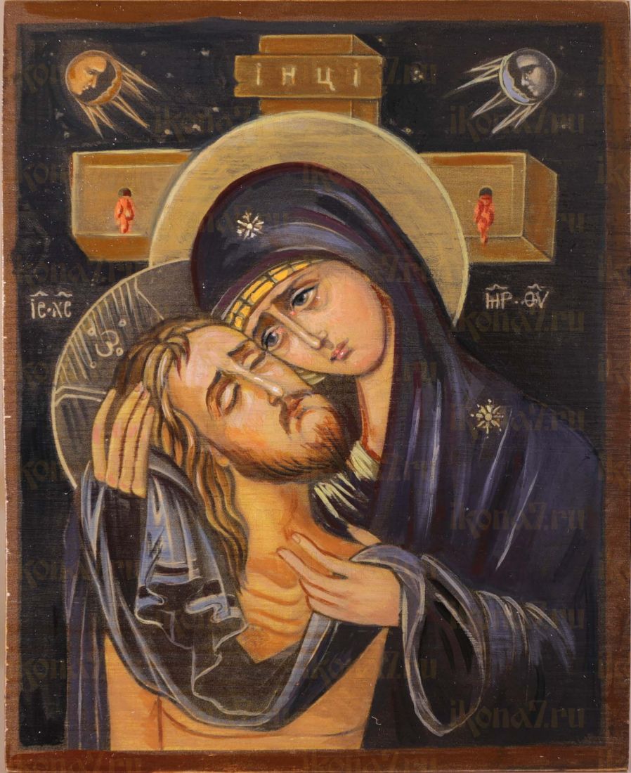Рукописная Икона Не рыдай Мене Мати 17-21см (масло)