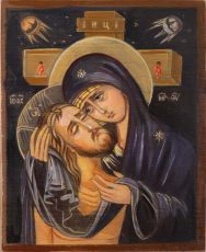 Рукописная Икона Не рыдай Мене Мати 17-21см (масло)