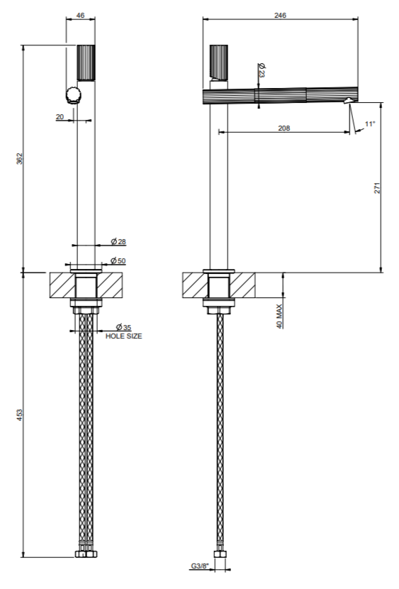 Смеситель для раковины однорычажный Gessi Incastri 75004 высота 36,2 см ФОТО