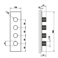 Смеситель для душа Gessi Incastri 75316 с термостатом 3 запорных вентиля схема 2