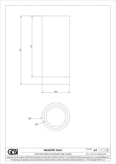 Стакан Gessi Incastri Light Smoke 75431 настольный схема 2