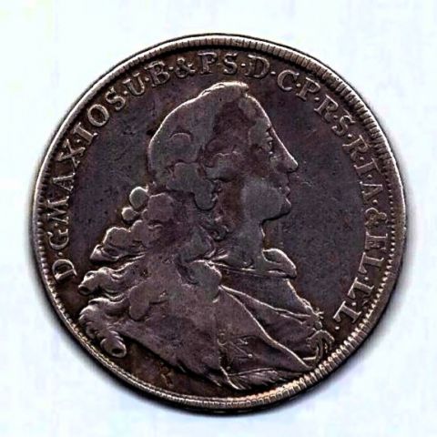 1 талер 1756 Бавария Германия Ранний портрет XF