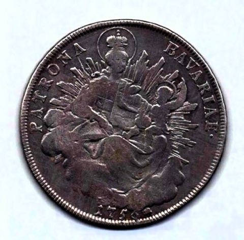 1 талер 1756 Бавария Германия Ранний портрет XF