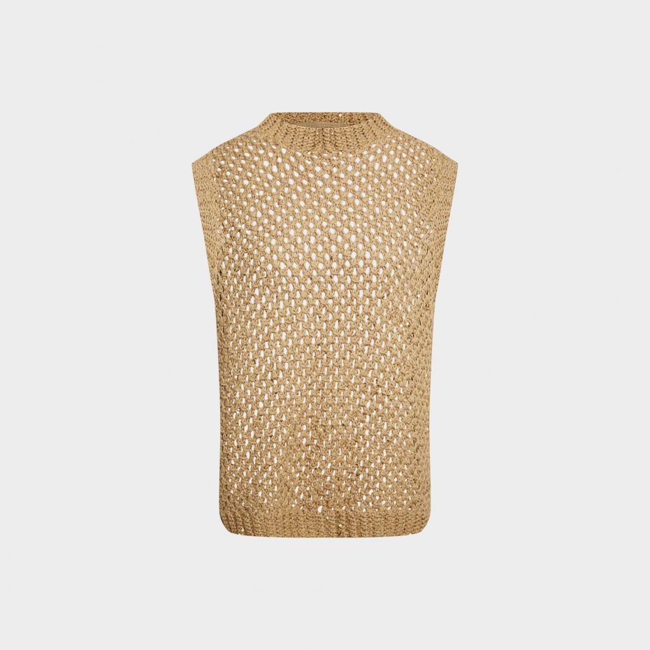 Вязаный золотистый джемпер-сетка с пайетками из хлопка