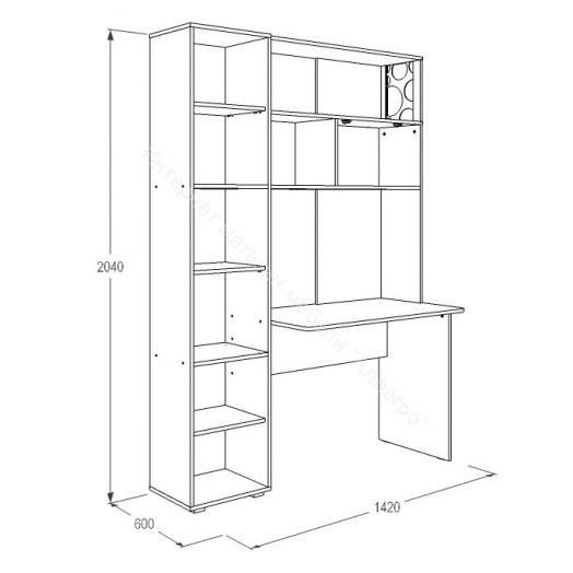 Стол письменный Омега 16 с надстройкой ЛДСП