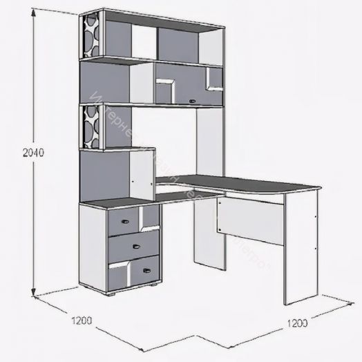 Стол письменный Омега 16 с надстройкой угловой (левый)