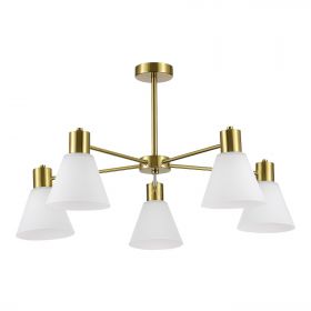 SLE1561-302-05 Светильник потолочный Латунь/Белый E27 5*60W.