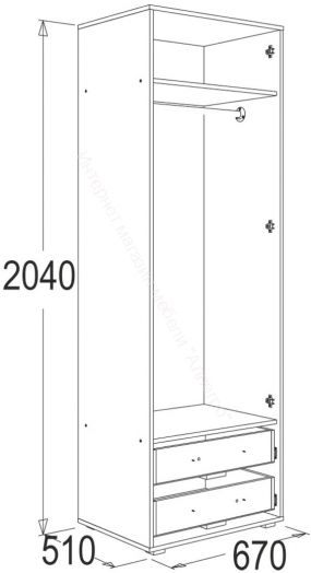 Шкаф 2-х дверный для одежды Омега 16