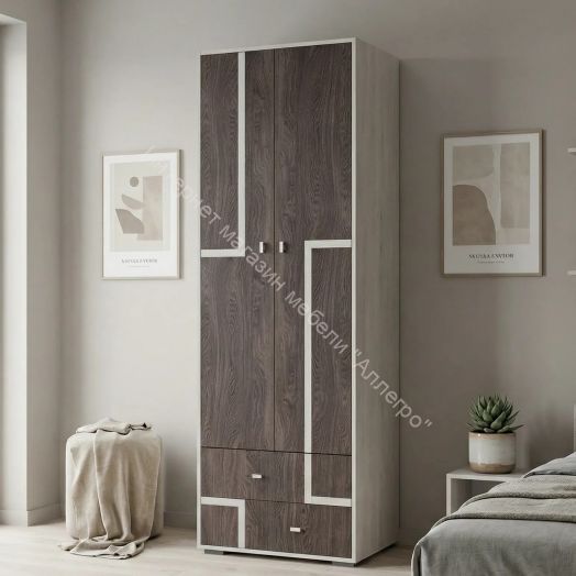 Шкаф 2-х дверный для белья Омега 16 с полками