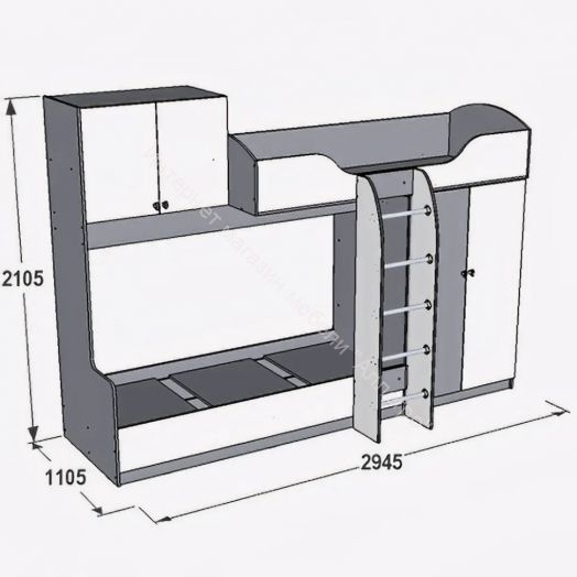 Кровать 2-х ярусная №2 Омега 18 (800*2000)
