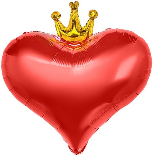 Сердце красное с короной с гелием