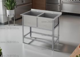 Ванна моечная ВМС/2-140/80 с бортом 2 секции