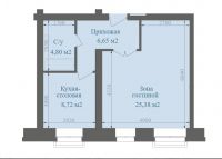 1-комнатная квартира 45,55кв.м.Буденного 78В