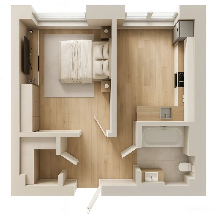 1-комнатная квартира 38,92кв.м. Небесные грани, Полярный