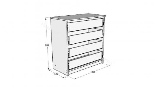 Комод Ольга 6 с 4-я ящиками Серый шифер