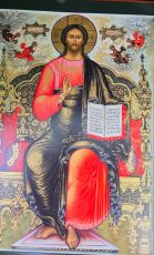 Рукописная икона Господь Вседержитель 60х80см (копия иконы Ушакова)