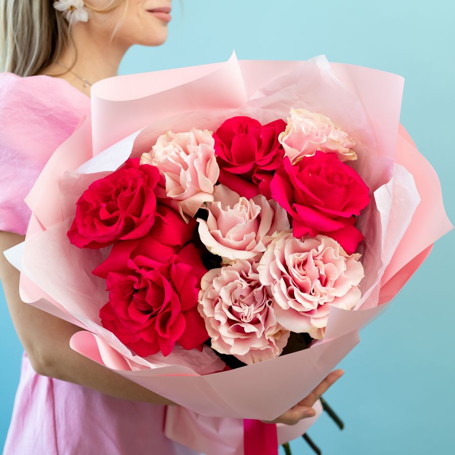 Французская роза микс 9 шт