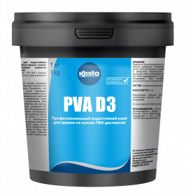 Клей Водостойкий Kesto PVA D3 1кг Белый для Дерева на Основе ПВА Дисперсии / Кесто.