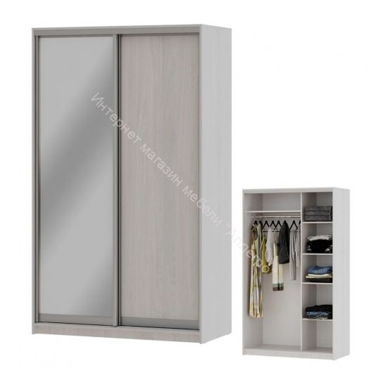 Шкаф-купе "Мираж 13.1" 2-х дверный с зеркалом Ясень анкор светлый
