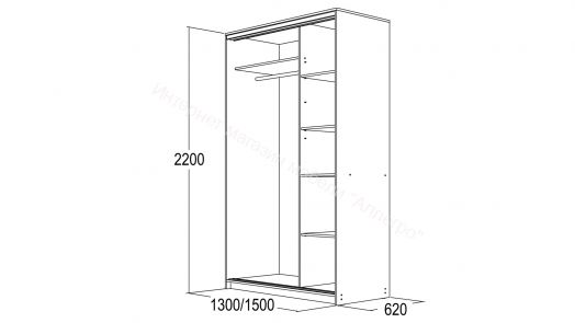Шкаф-купе "Мираж 13.1" 2-х дверный с зеркалом Ясень анкор светлый