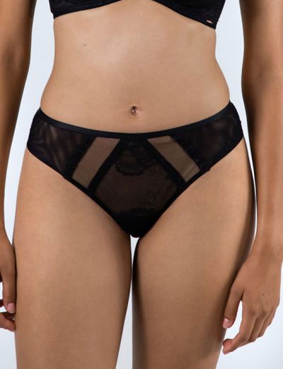 Трусы женские бразильяна ALLES Ether, кружево, черный