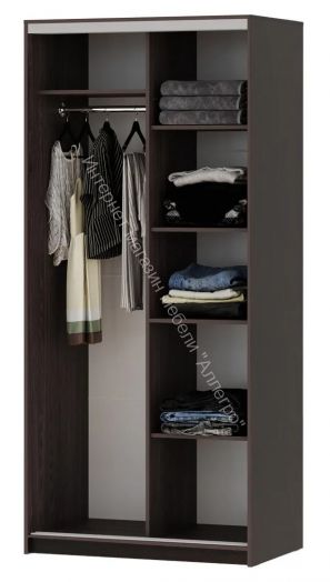 Шкаф-купе "Мираж 10.1" 2-х дверный с зеркалом Венге/Млечный дуб