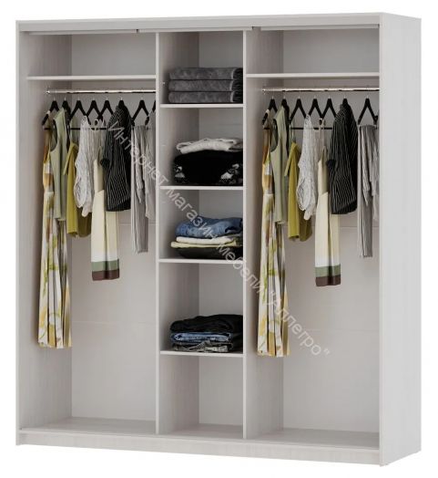 Шкаф-купе "Мираж 20.1" 3-х дверный с зеркалом Ясень анкор светлый