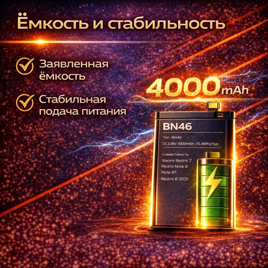 Аккумулятор для Xiaomi Redmi 7/Note 8/8T/8 2021 (BN46) premium class